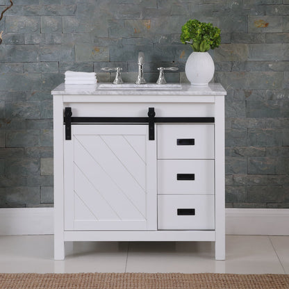 Altair Designs 36" single vanity with top - 536036-WH-CA-NM
