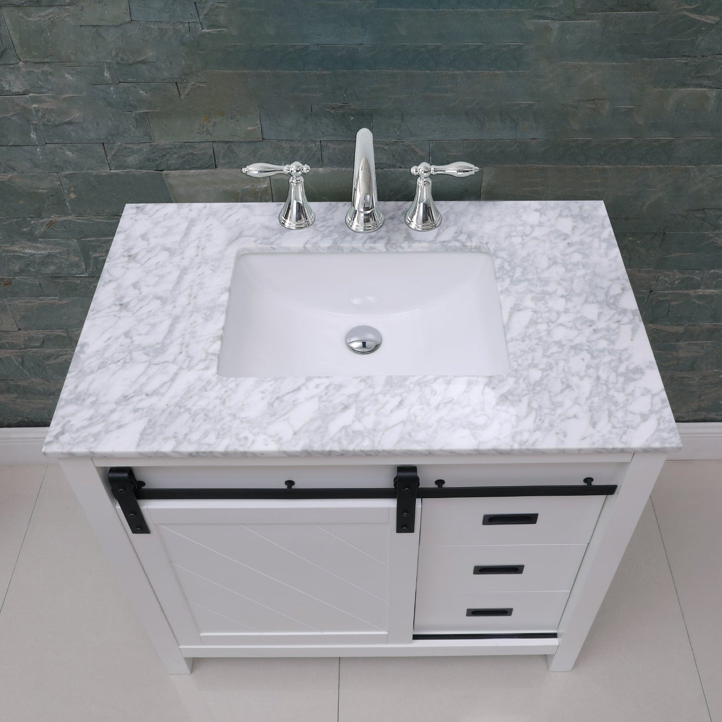 Altair Designs 36" single vanity with top - 536036-WH-CA-NM