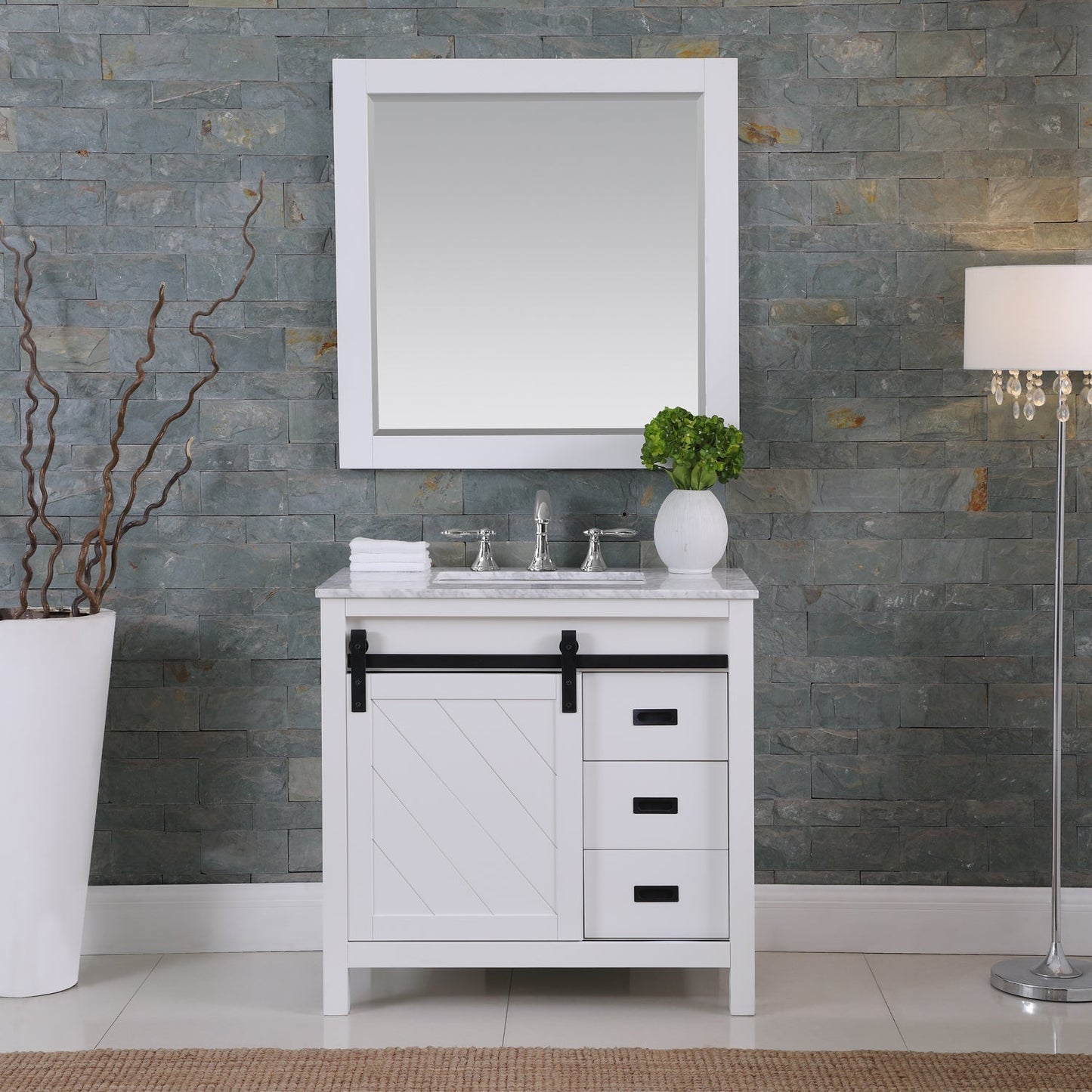 Altair Designs 36" single vanity with top - 536036-WH-CA-NM
