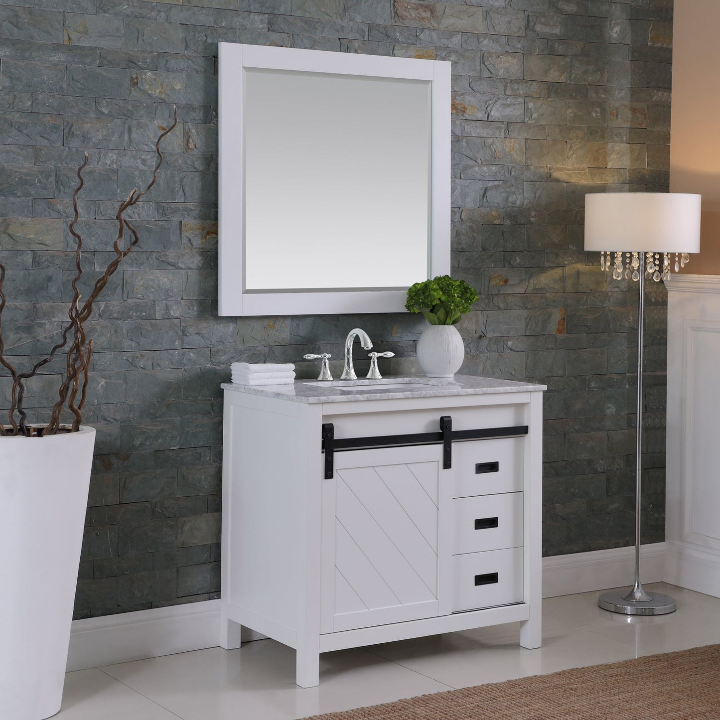 Altair Designs 36" single vanity with top - 536036-WH-CA-NM