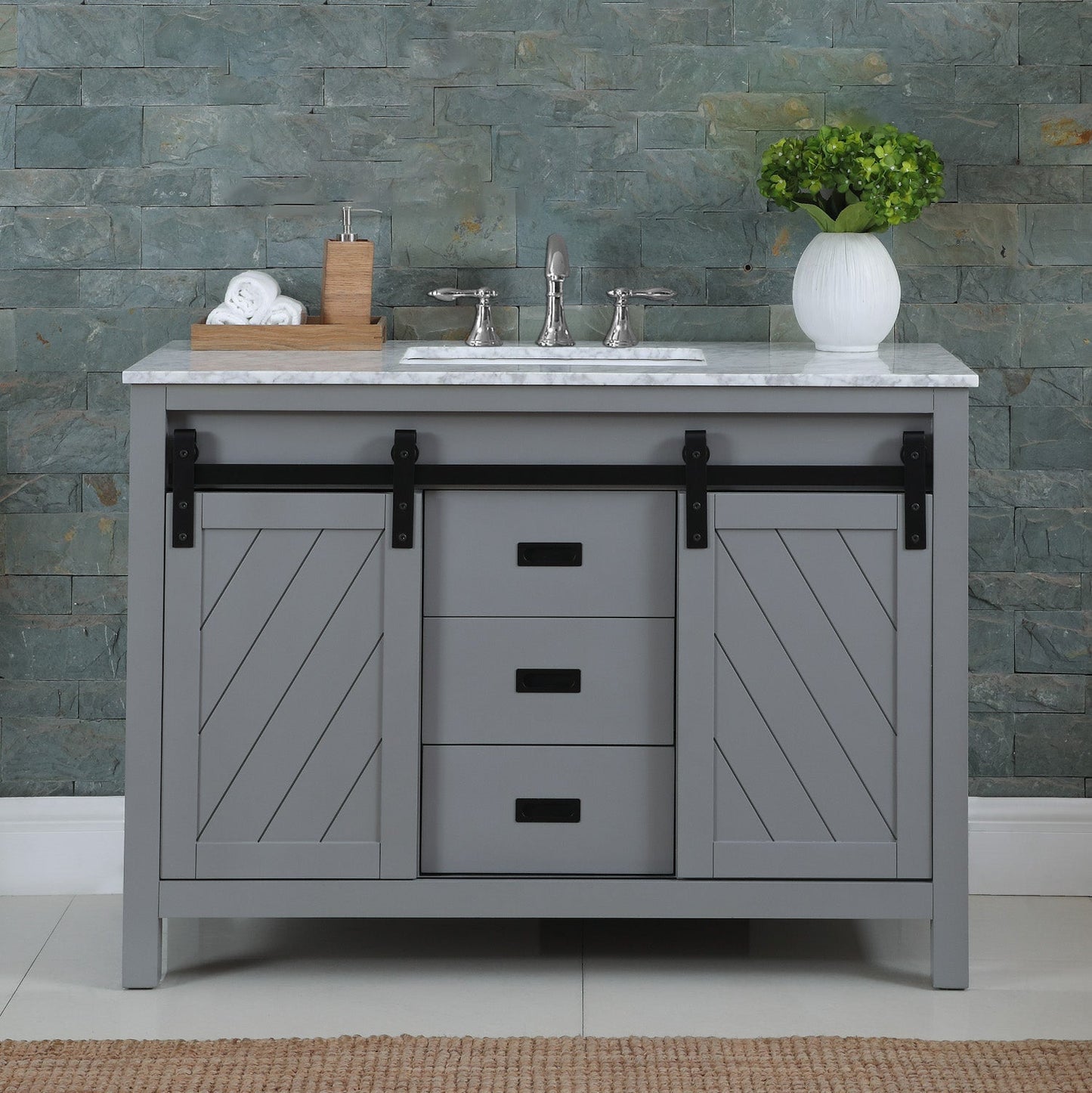 Altair Designs 48" single vanity with top - 536048-WH-CA-NM