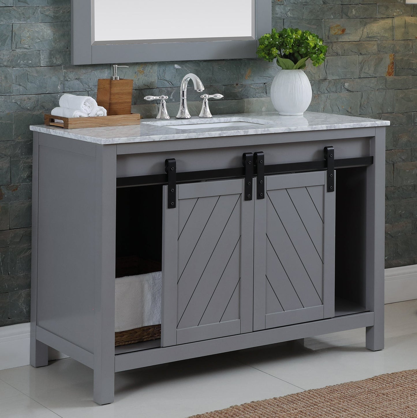 Altair Designs 48" single vanity with top - 536048-WH-CA-NM