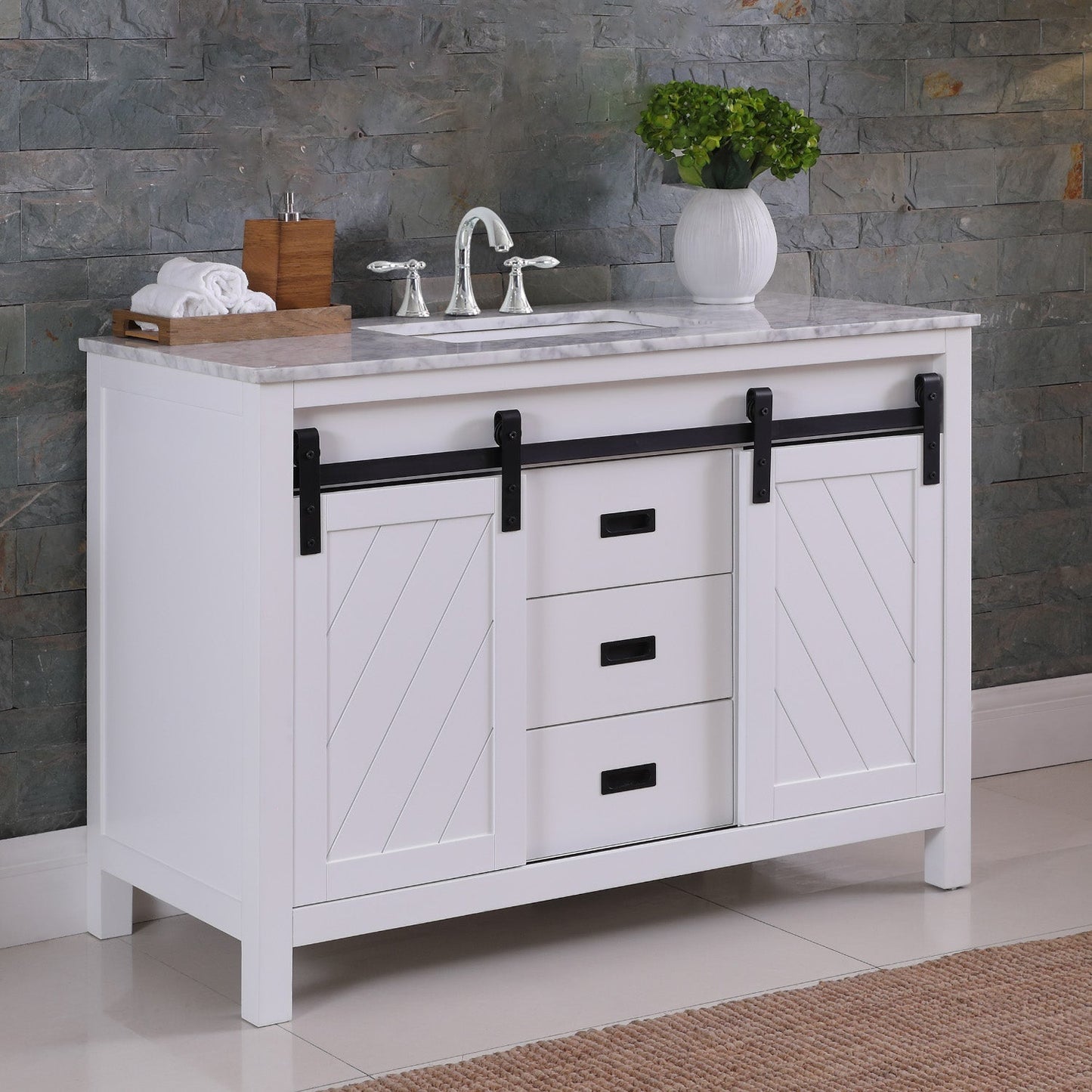 Altair Designs 48" single vanity with top - 536048-WH-CA-NM