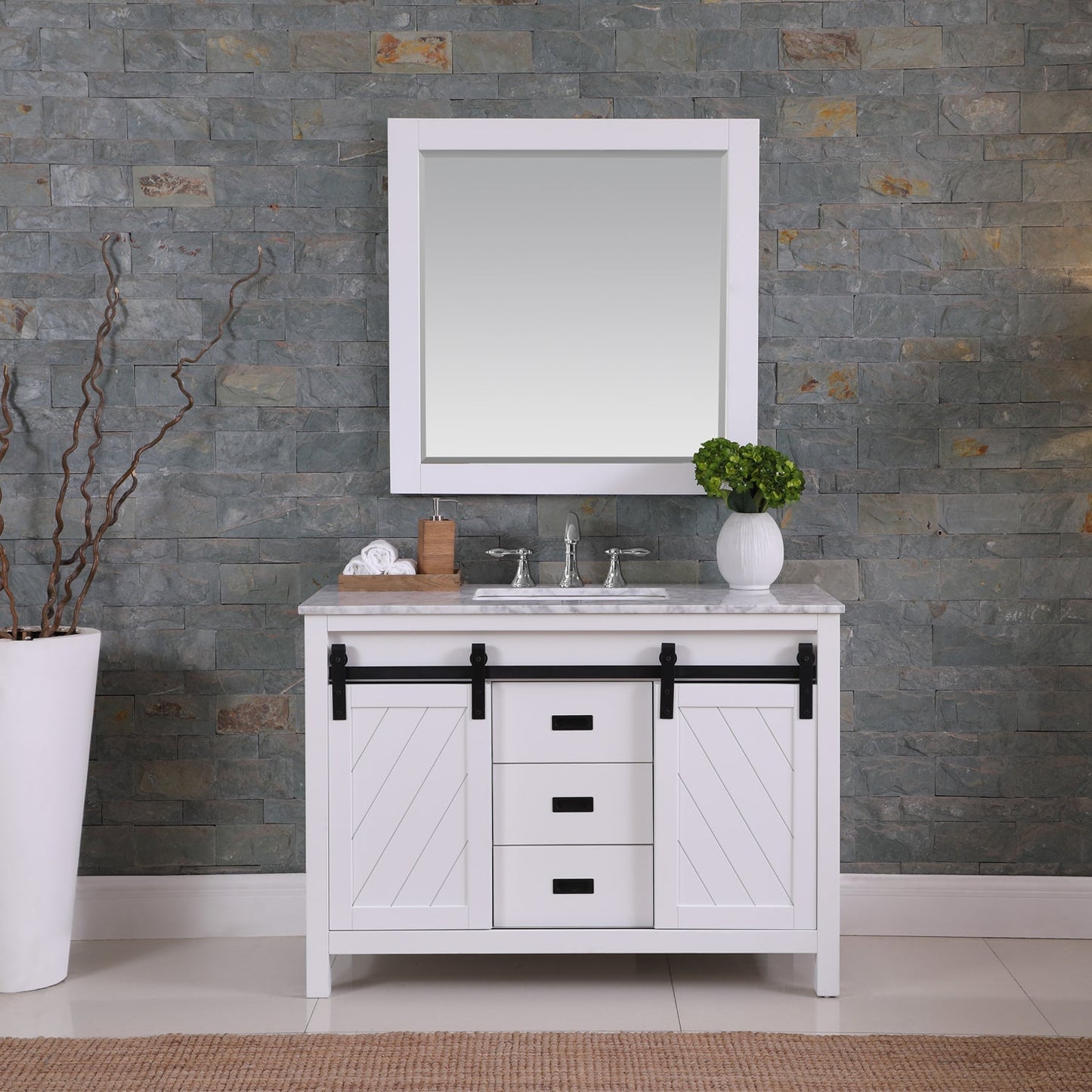 Altair Designs 48" single vanity with top - 536048-WH-CA-NM