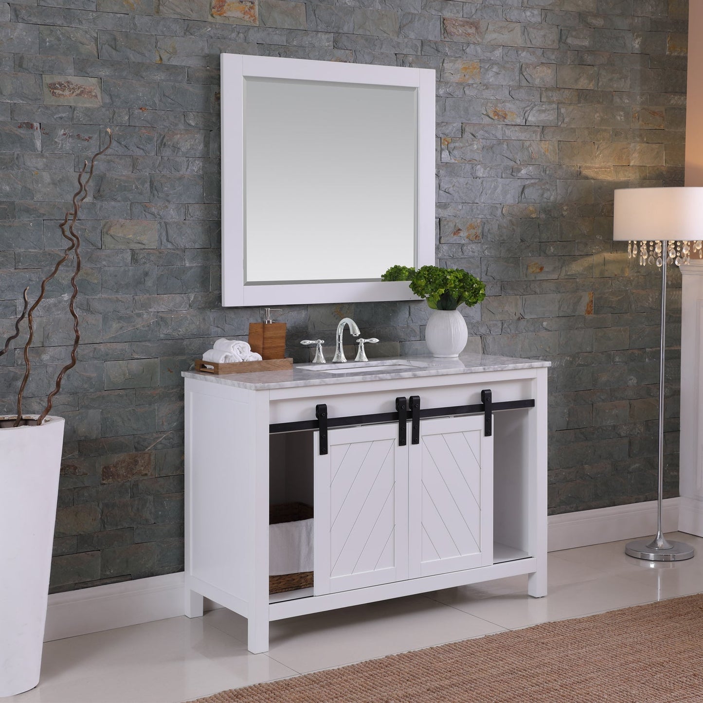 Altair Designs 48" single vanity with top - 536048-WH-CA-NM