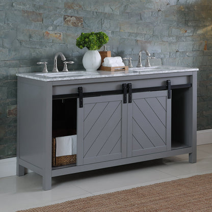 Altair Designs Kinsley 60" double vanity with top - 536060-WH-CA-NM