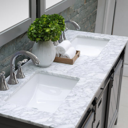 Altair Designs Kinsley 60" double vanity with top - 536060-WH-CA-NM