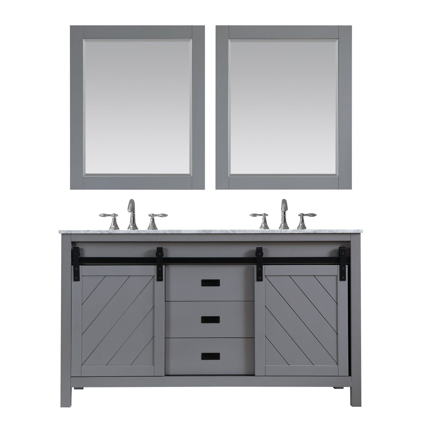 Altair Designs Kinsley 60" double vanity with top - 536060-WH-CA-NM