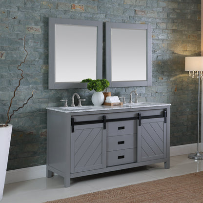 Altair Designs Kinsley 60" double vanity with top - 536060-WH-CA-NM