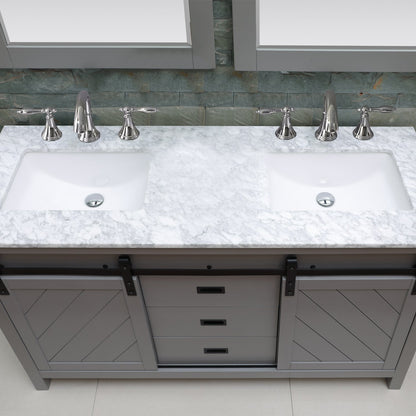 Altair Designs Kinsley 60" double vanity with top - 536060-WH-CA-NM