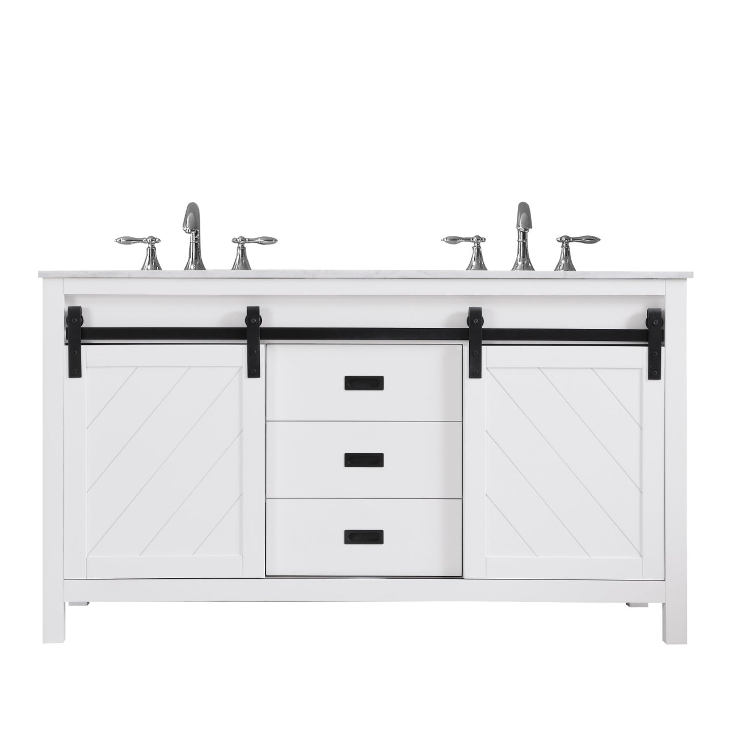 Altair Designs Kinsley 60" double vanity with top - 536060-WH-CA-NM