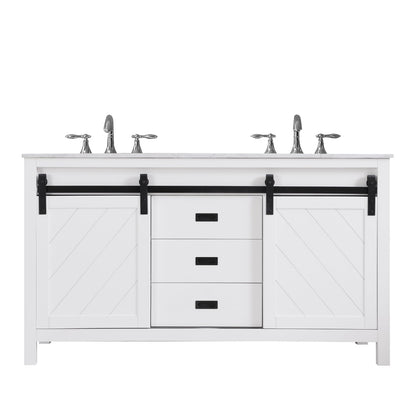 Altair Designs Kinsley 60" double vanity with top - 536060-WH-CA-NM