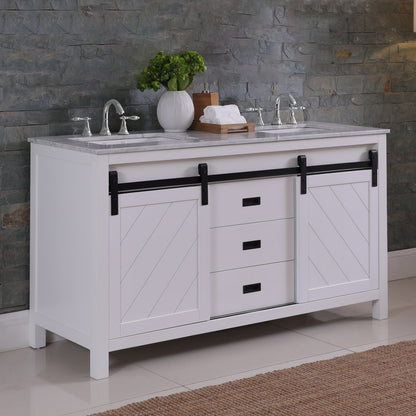 Altair Designs Kinsley 60" double vanity with top - 536060-WH-CA-NM