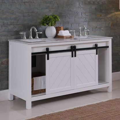 Altair Designs Kinsley 60" double vanity with top - 536060-WH-CA-NM