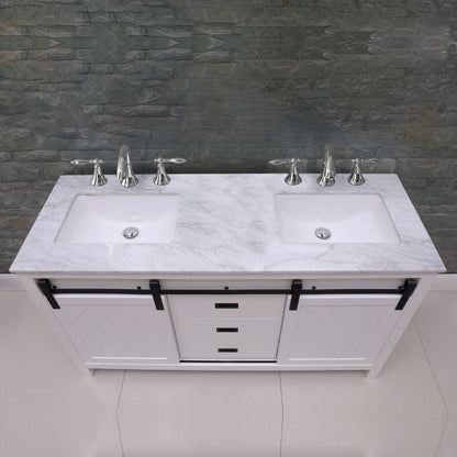 Altair Designs Kinsley 60" double vanity with top - 536060-WH-CA-NM