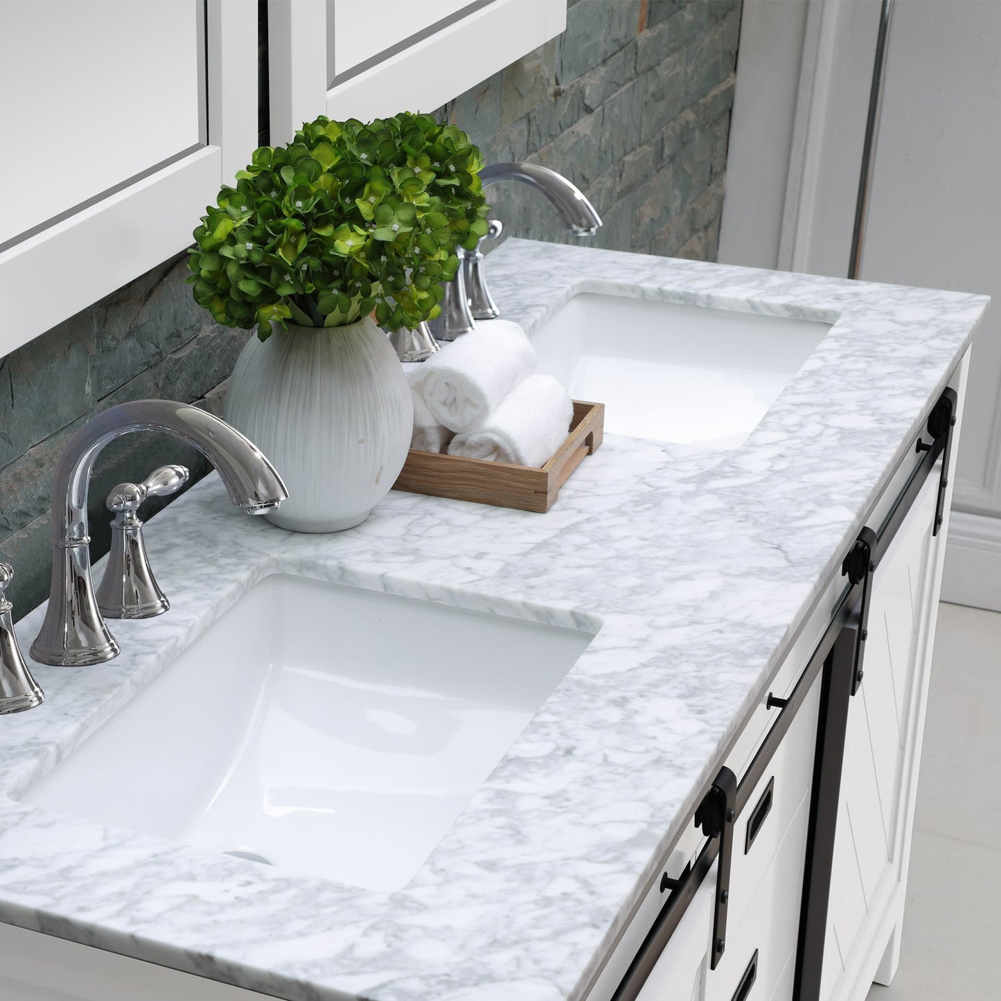 Altair Designs Kinsley 60" double vanity with top - 536060-WH-CA-NM
