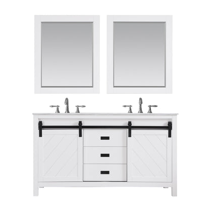 Altair Designs Kinsley 60" double vanity with top - 536060-WH-CA-NM
