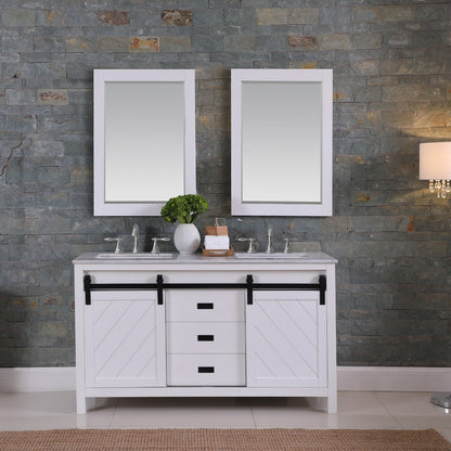 Altair Designs Kinsley 60" double vanity with top - 536060-WH-CA-NM