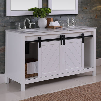Altair Designs Kinsley 60" double vanity with top - 536060-WH-CA-NM