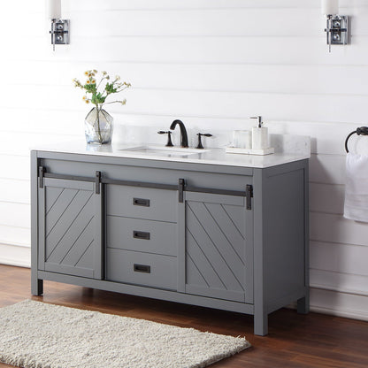 Altair Designs 60" single vanity with top - 536060S-WH-AW-NM