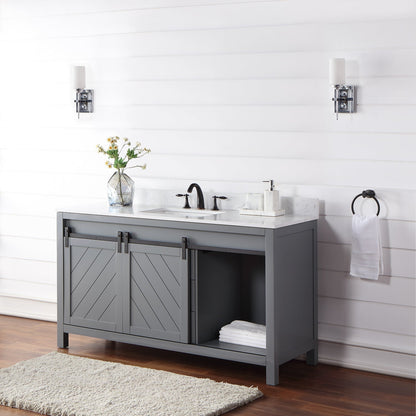 Altair Designs 60" single vanity with top - 536060S-WH-AW-NM