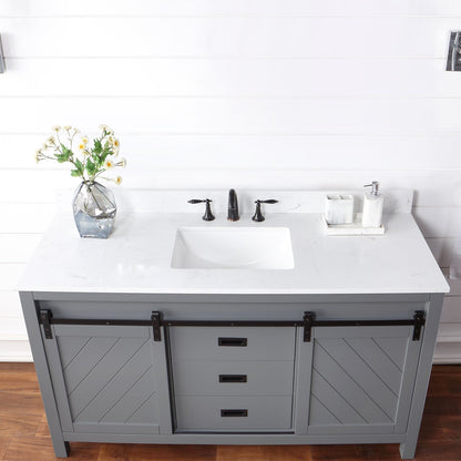 Altair Designs 60" single vanity with top - 536060S-WH-AW-NM