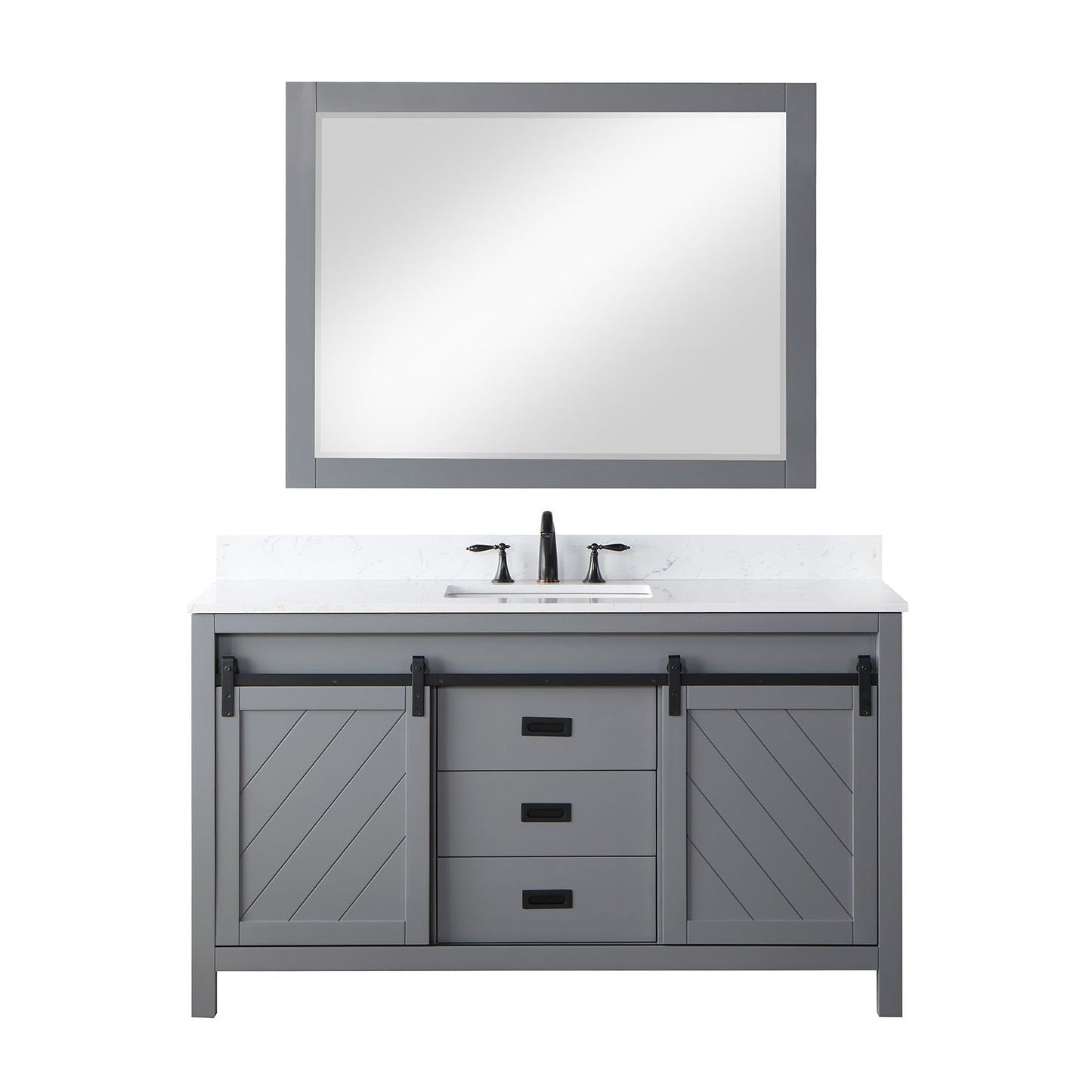 Altair Designs 60" single vanity with top - 536060S-WH-AW-NM