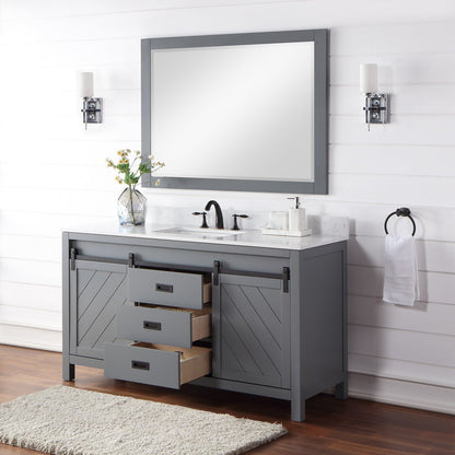 Altair Designs 60" single vanity with top - 536060S-WH-AW-NM