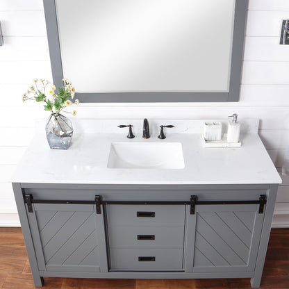Altair Designs 60" single vanity with top - 536060S-WH-AW-NM