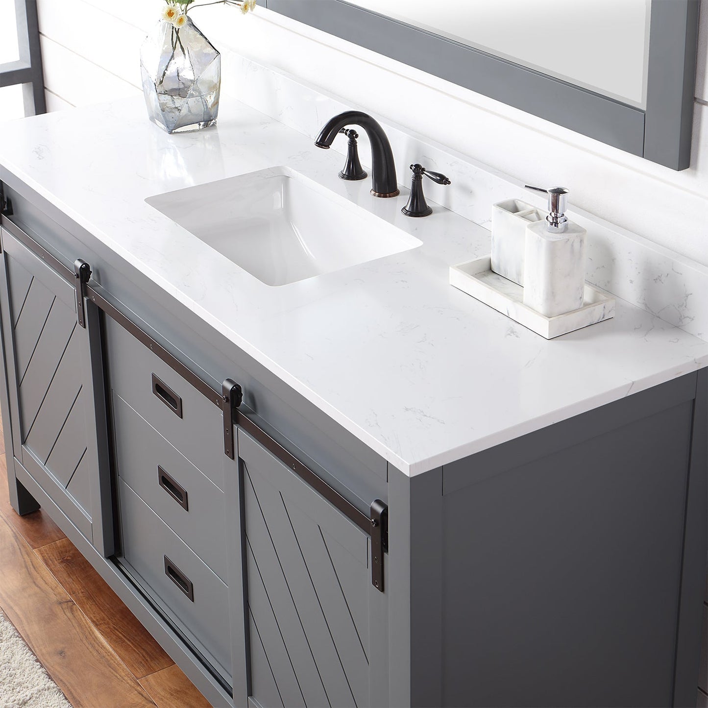 Altair Designs 60" single vanity with top - 536060S-WH-AW-NM