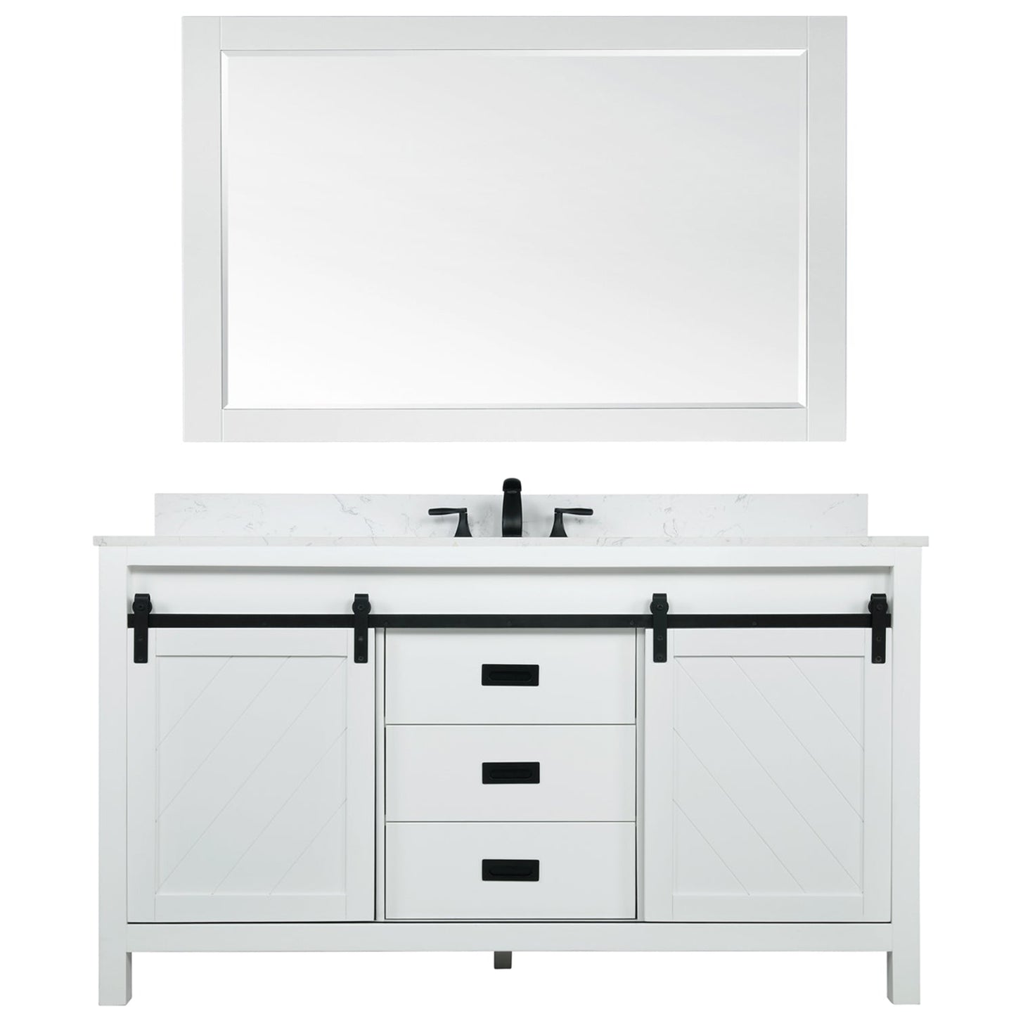 Altair Designs 60" single vanity with top - 536060S-WH-AW-NM