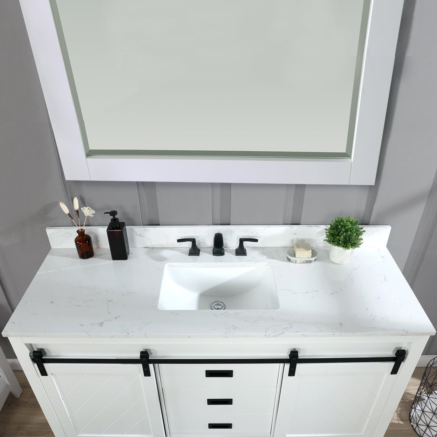 Altair Designs 60" single vanity with top - 536060S-WH-AW-NM