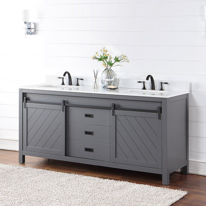 Altair Designs Kinsley 72" double vanity with top - 536072-WH-AW-NM