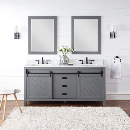 Altair Designs Kinsley 72" double vanity with top - 536072-WH-AW-NM