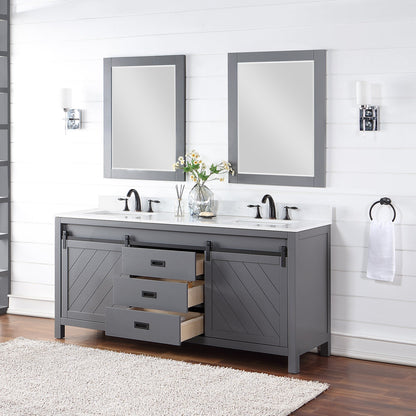 Altair Designs Kinsley 72" double vanity with top - 536072-WH-AW-NM