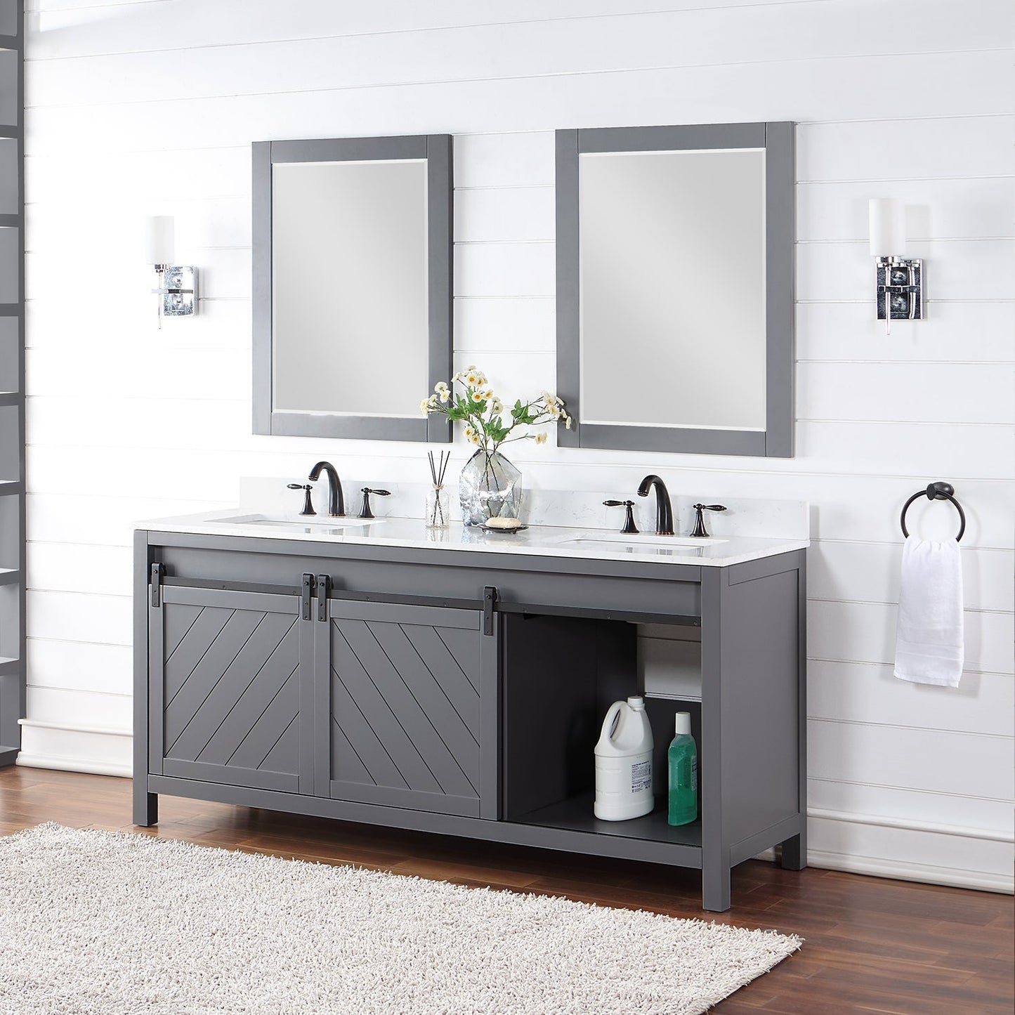 Altair Designs Kinsley 72" double vanity with top - 536072-WH-AW-NM