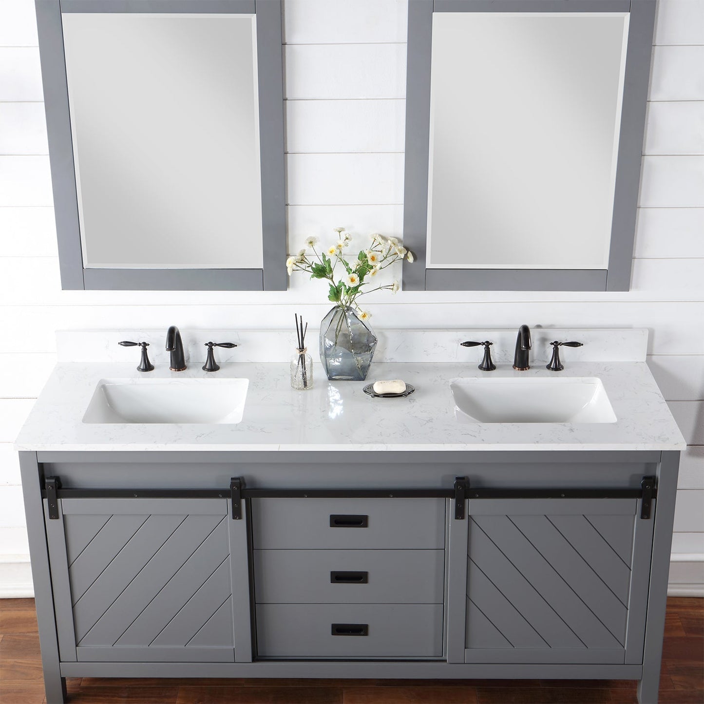 Altair Designs Kinsley 72" double vanity with top - 536072-WH-AW-NM