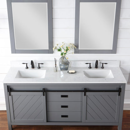 Altair Designs Kinsley 72" double vanity with top - 536072-WH-AW-NM