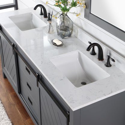 Altair Designs Kinsley 72" double vanity with top - 536072-WH-AW-NM