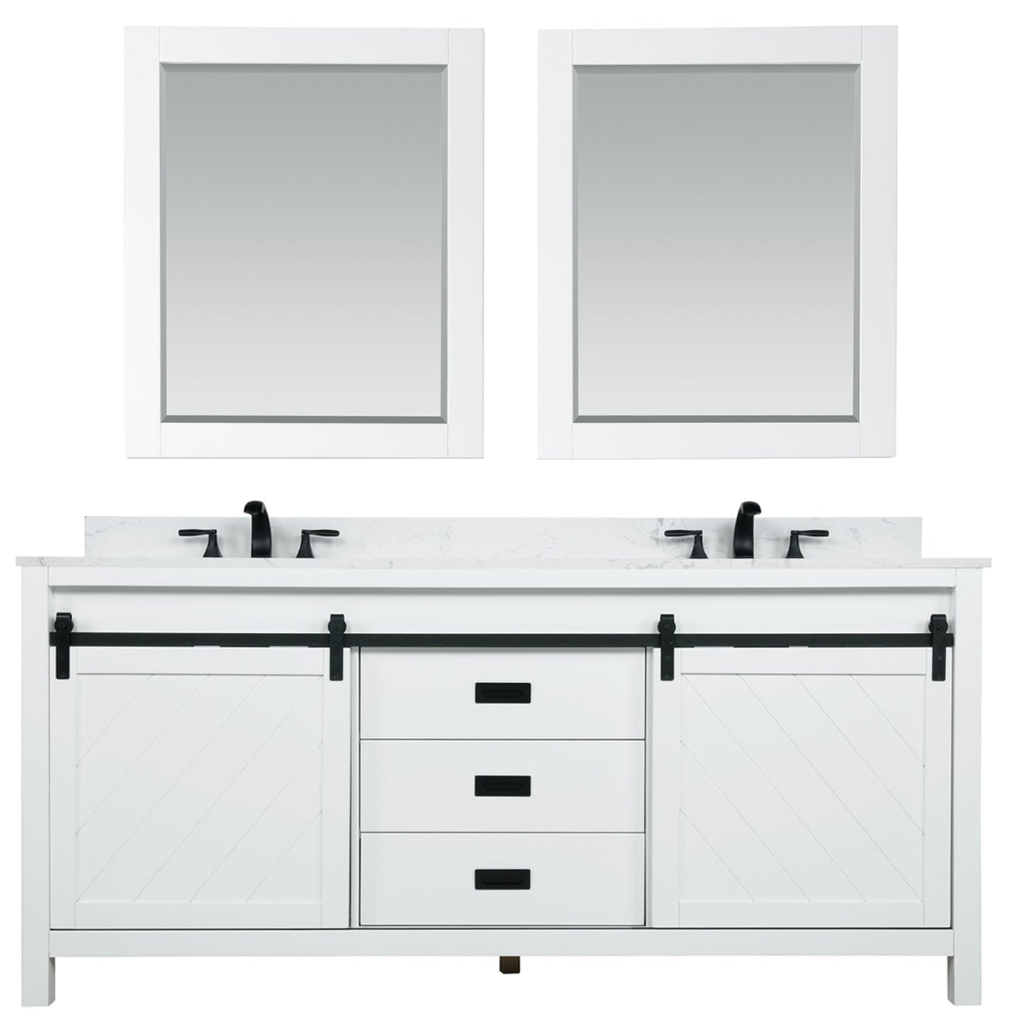 Altair Designs Kinsley 72" double vanity with top - 536072-WH-AW-NM