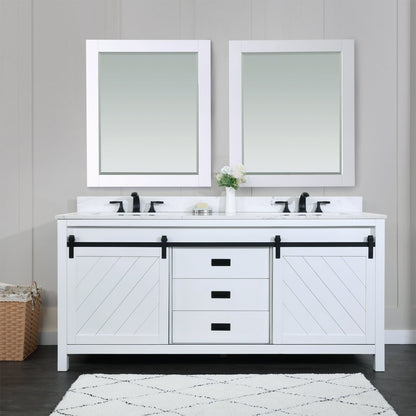 Altair Designs Kinsley 72" double vanity with top - 536072-WH-AW-NM