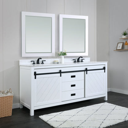 Altair Designs Kinsley 72" double vanity with top - 536072-WH-AW-NM