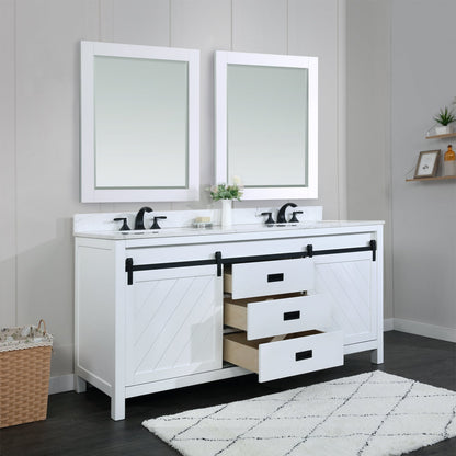 Altair Designs Kinsley 72" double vanity with top - 536072-WH-AW-NM