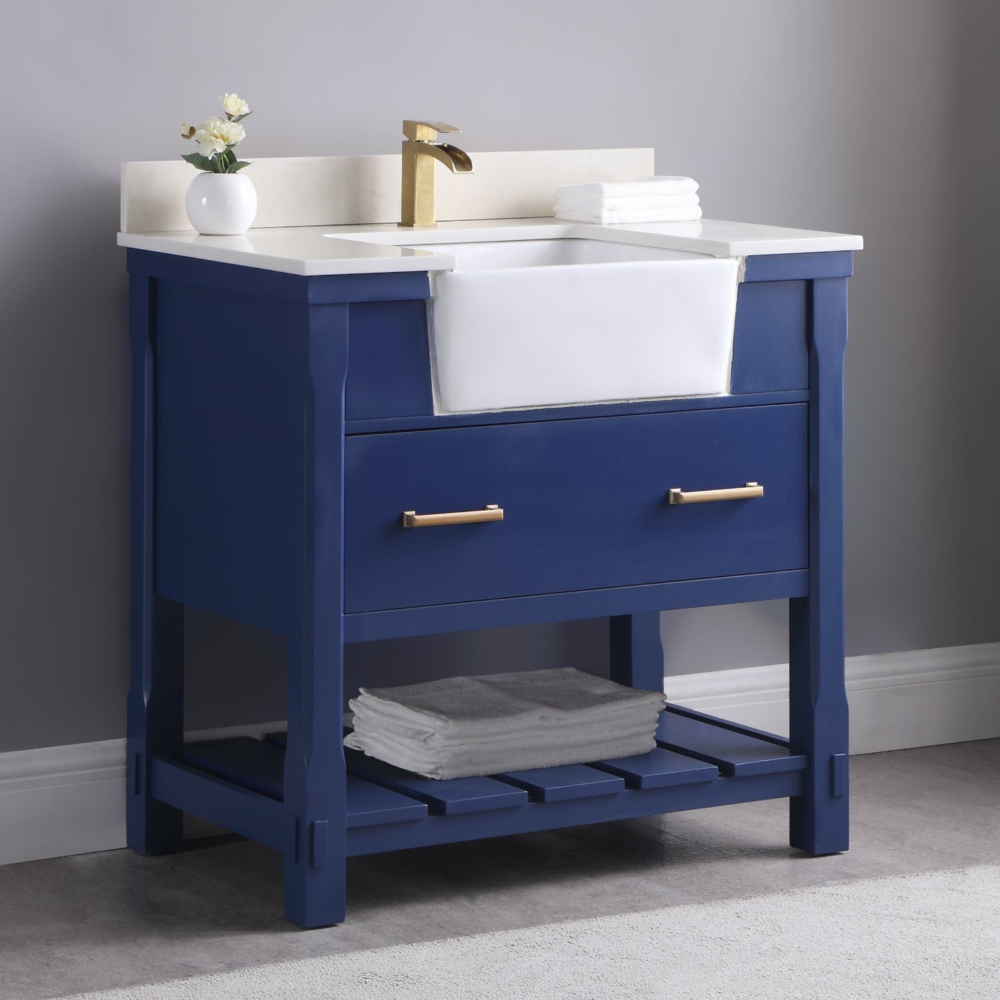 Altair Designs 36" single vanity with top - 537036-WH-AW-NM