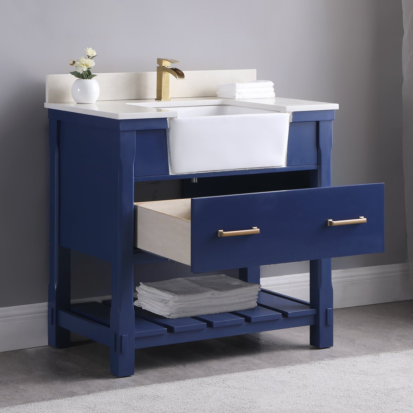 Altair Designs 36" single vanity with top - 537036-WH-AW-NM
