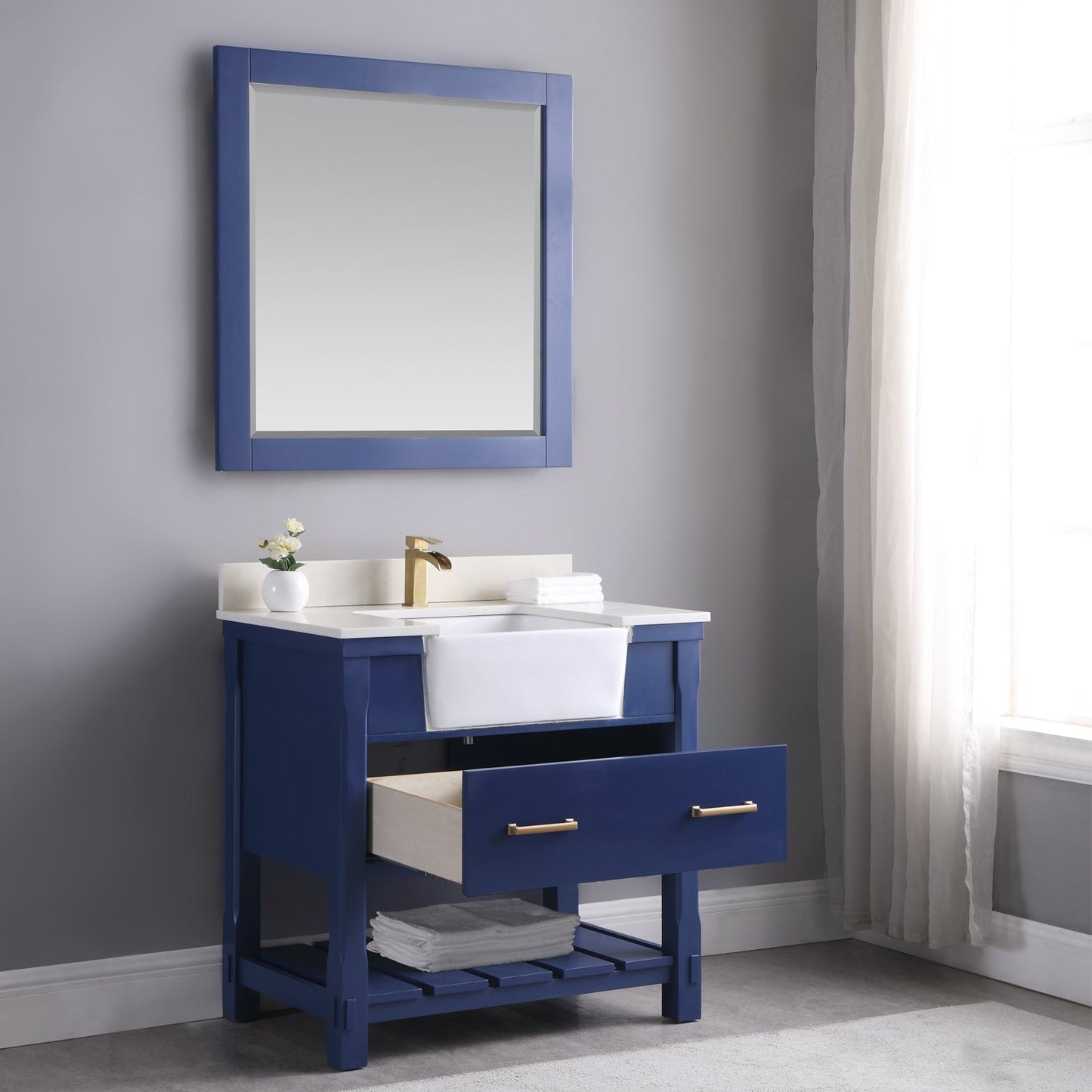 Altair Designs 36" single vanity with top - 537036-WH-AW-NM