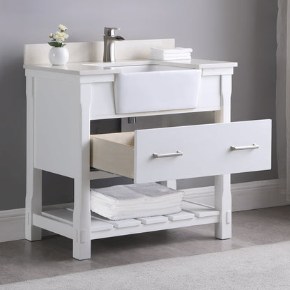 Altair Designs 36" single vanity with top - 537036-WH-AW-NM