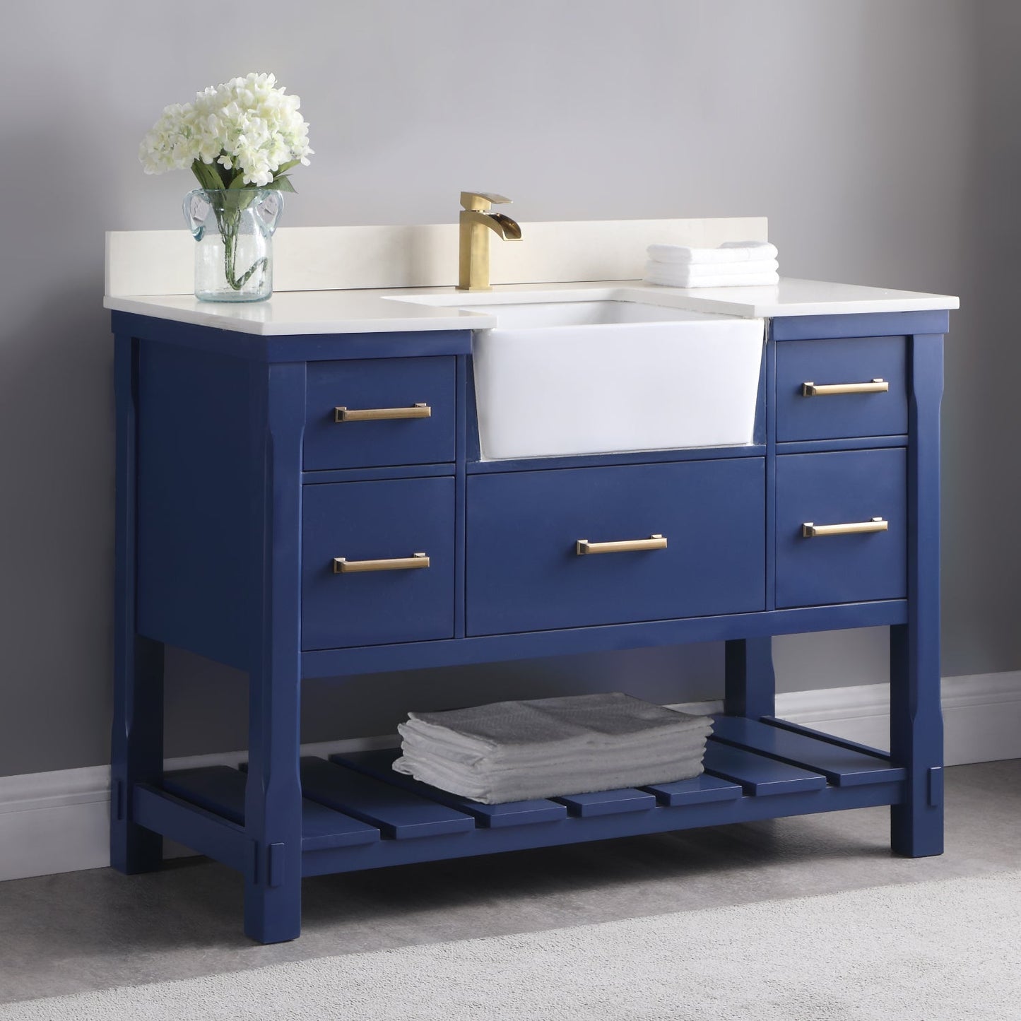 Altair Designs 48" single vanity with top - 537048-WH-AW-NM