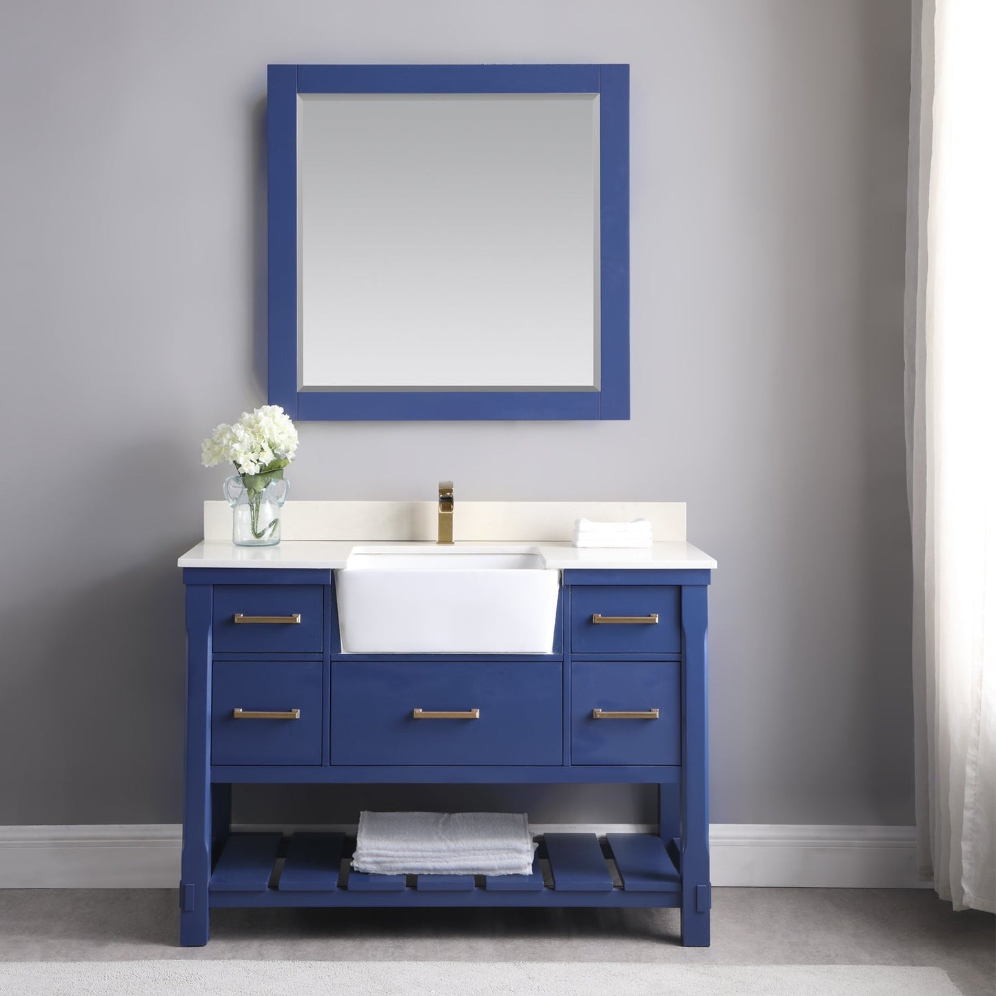 Altair Designs 48" single vanity with top - 537048-WH-AW-NM