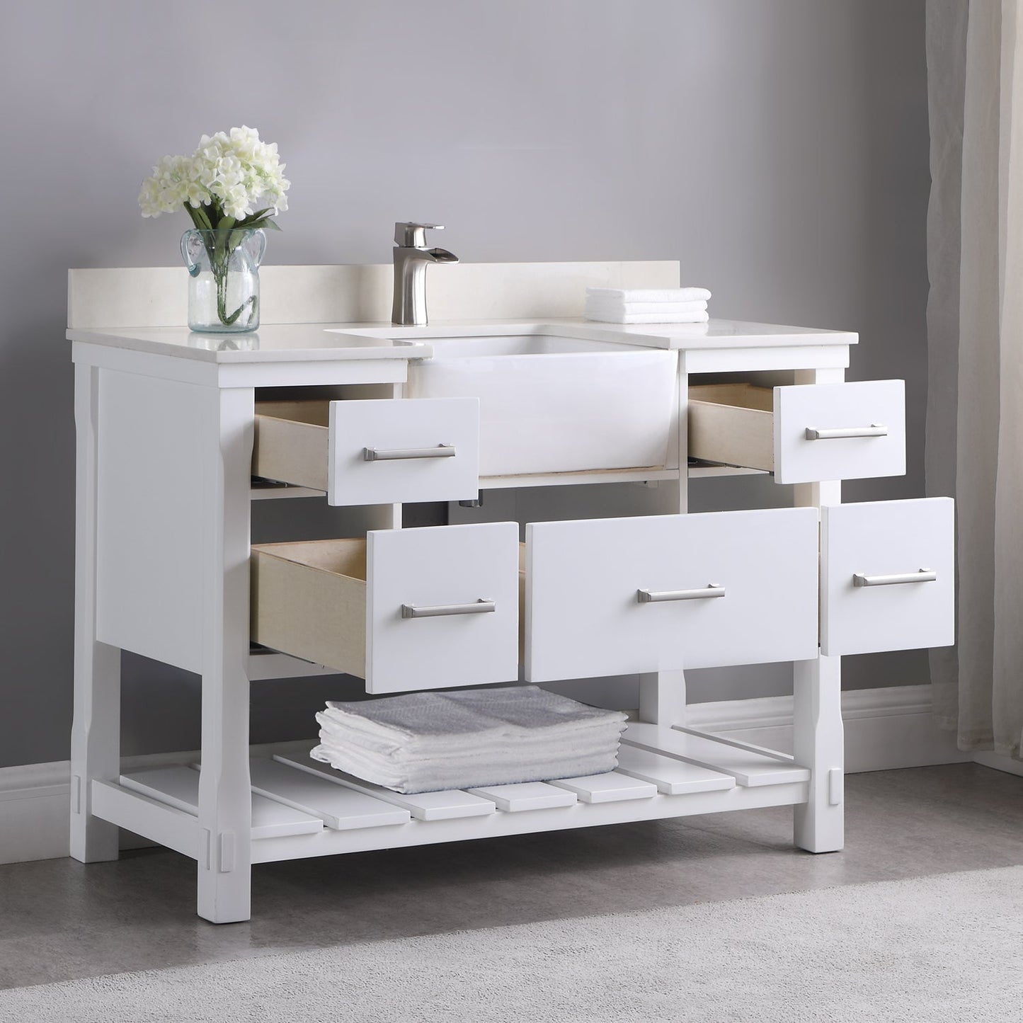 Altair Designs 48" single vanity with top - 537048-WH-AW-NM